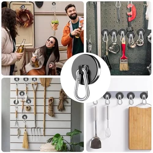 E BAVITE Magnetic Hooks 6 Pack | Heavy Duty 110LBS Capacity | Strong Neodymium Magnets for Industrial & Home Use thumbnail 7
