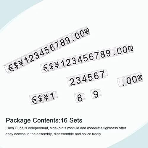 MECCANIXITY Adjustable Mini Cube Price Tag Display Kit Black on Clear, 3.3x5.6mm, 16 Sets | Professional Grade Label thumbnail 2