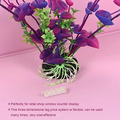 MECCANIXITY Adjustable Removable Mini Cube Price Tag Display Number Letter Price Label Stand Block Kit Gold on Clear (16 Sets) thumbnail 5