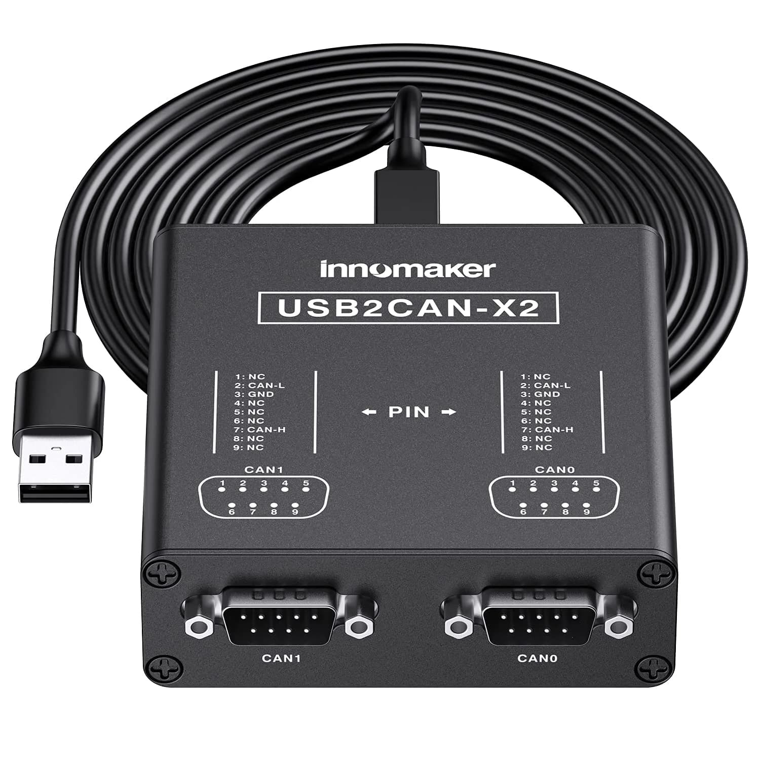 innomaker Dual Channels USB to CAN Converter for Raspberry Pi5/4/Pi3B+/Pi3/Pi Zero(W)/Jetson Nano/Tinker Board/Any SBCs Support Windows Linux Mac OS Android Venus OS | Industrial & Hobbyist - main product image