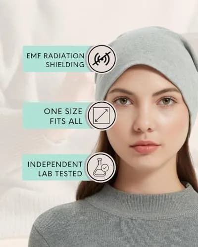Radia Smart EMF Protection Slouch Beanie Grey | 5G Blocking RF Shielding Hat thumbnail 2