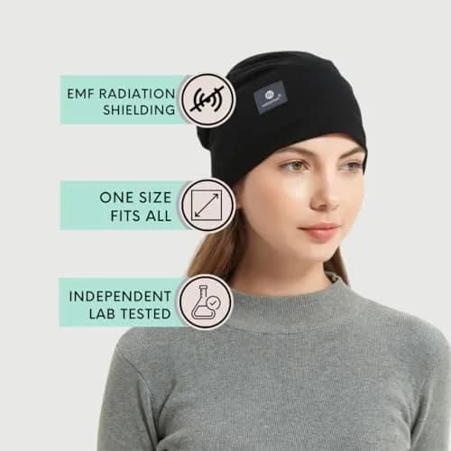 Radia Smart EMF Protection Slouch Beanie Black | RF Shielding for Head & Ears thumbnail 2