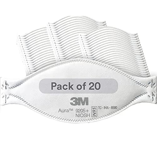 3M Aura Particulate Disposable Respirator 9205+ N95 (20-Pack, White) | NIOSH Approved for 95% Filtration thumbnail 1