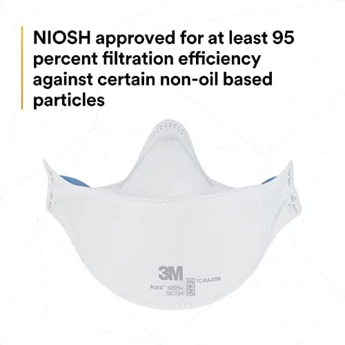 3M Aura Particulate Disposable Respirator 9205+ N95 (20-Pack, White) | NIOSH Approved for 95% Filtration thumbnail 7