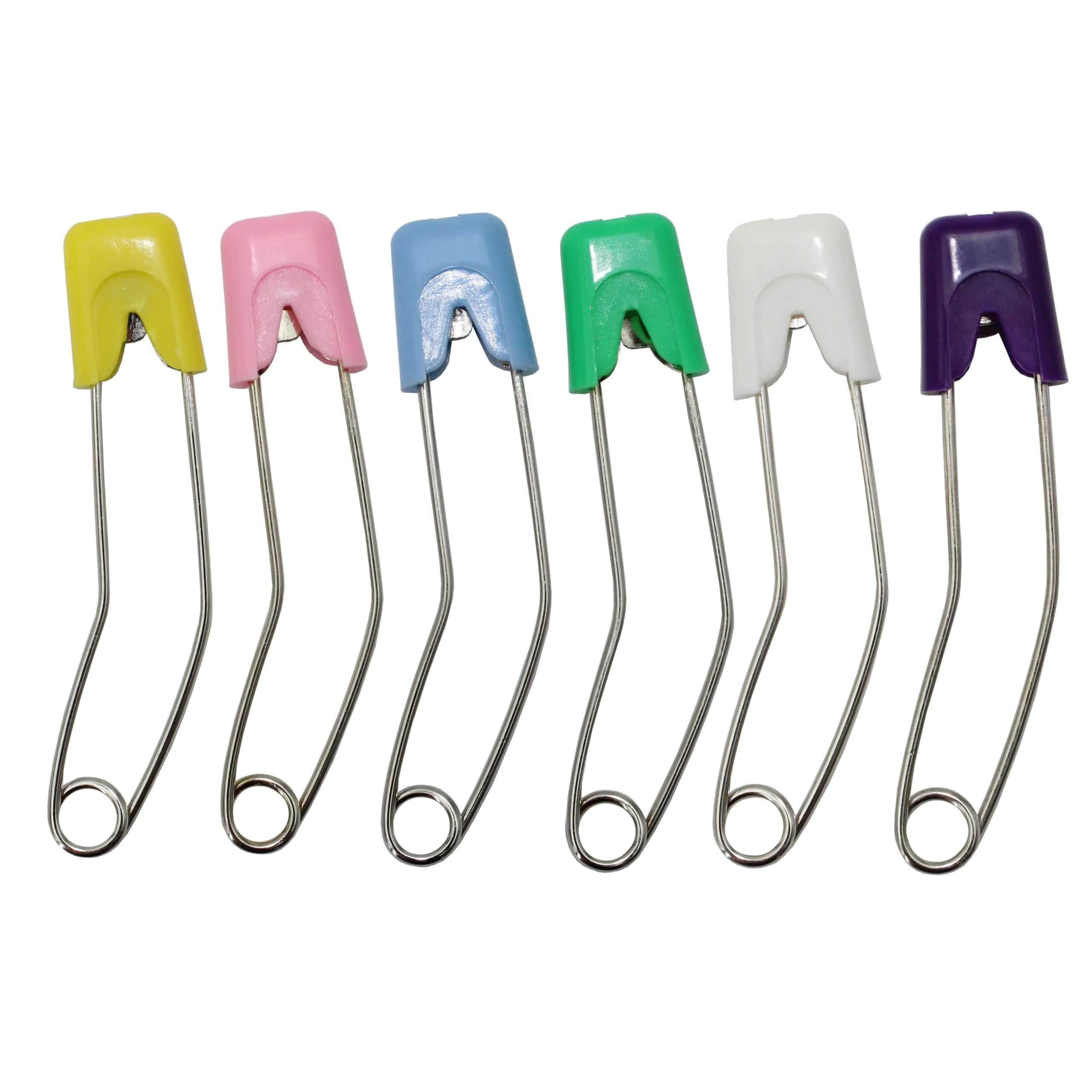 ARTCXC 50PCS 57mm Mixed Color Curved Safety Pins for Quilting & Sewing | Durable Metal, Safer Design — Multicolor