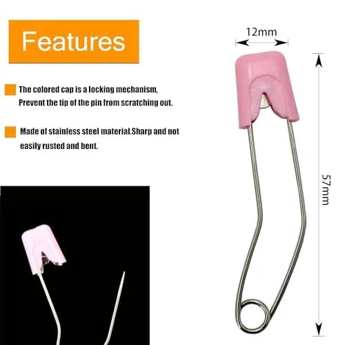 ARTCXC 50PCS 57mm Mixed Color Curved Safety Pins for Quilting & Sewing | Durable Metal, Safer Design thumbnail 2