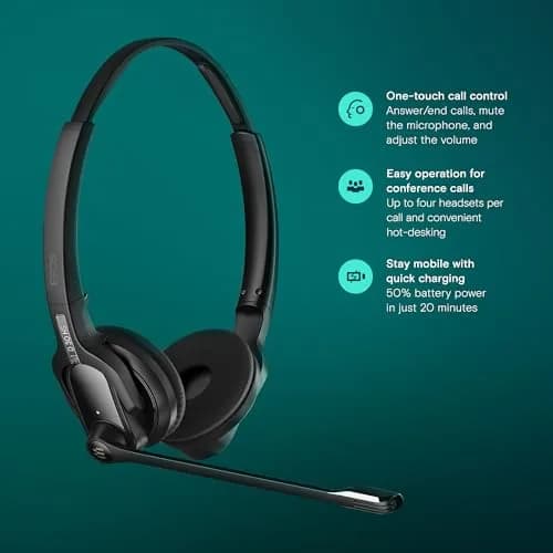 EPOS Impact D 30 USB ML Wireless DECT Dual Ear Headset Black | Clear Calls & Long Range thumbnail 3