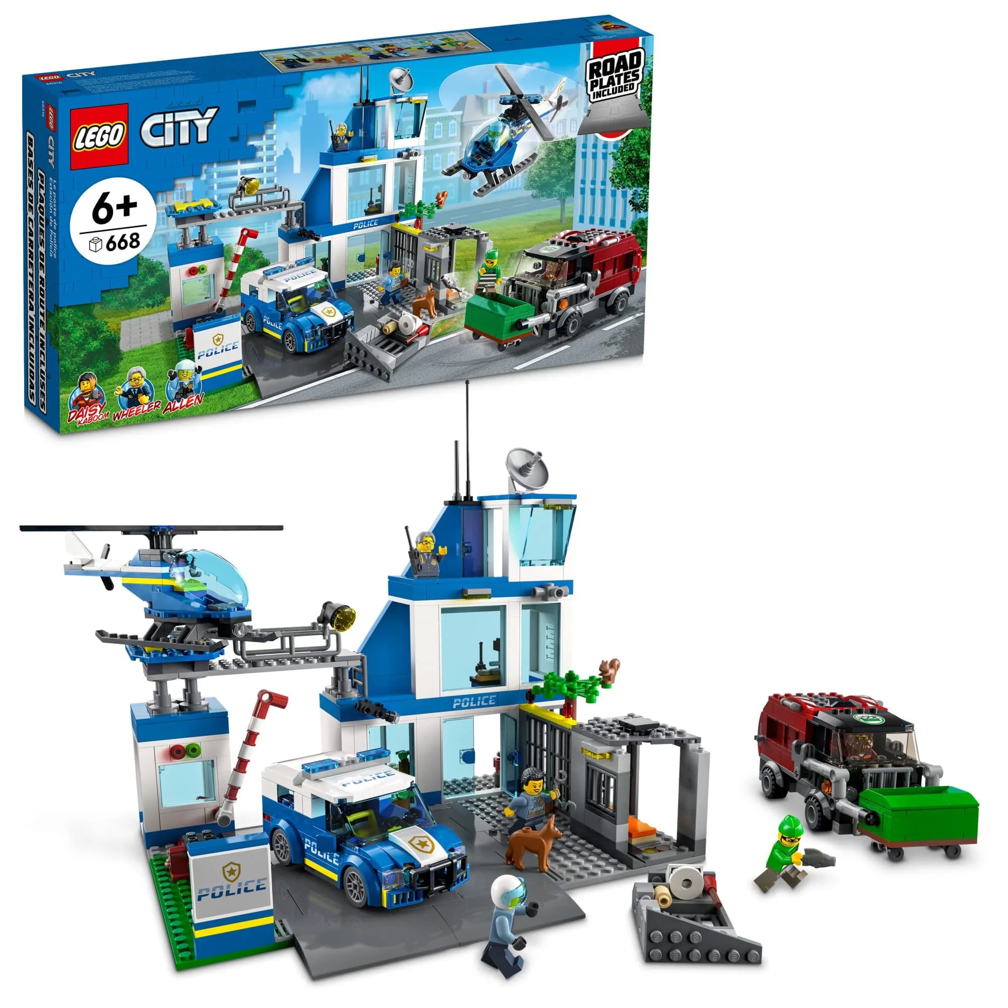 LEGO City Police Station with Van, Garbage Truck & Helicopter Toy 60316 | 668 pcs, Gifts for 6+ Kids