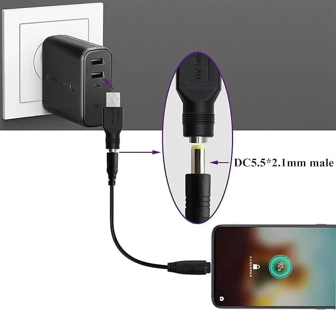 Traovien USB to DC Power Adapter 2PCS | 5V USB Male to DC 5.5x2.1mm Female | Compact & Lightweight thumbnail 7