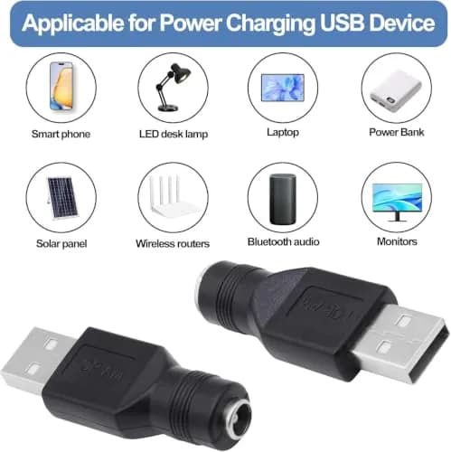 Traovien USB to DC Power Adapter 2PCS | 5V USB Male to DC 5.5x2.1mm Female | Compact & Lightweight thumbnail 8