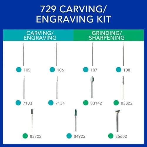 Dremel Carving & Engraving Rotary Tool Accessory Kit 11 Pieces | Versatile Micro Set for Precision Carving in India thumbnail 3
