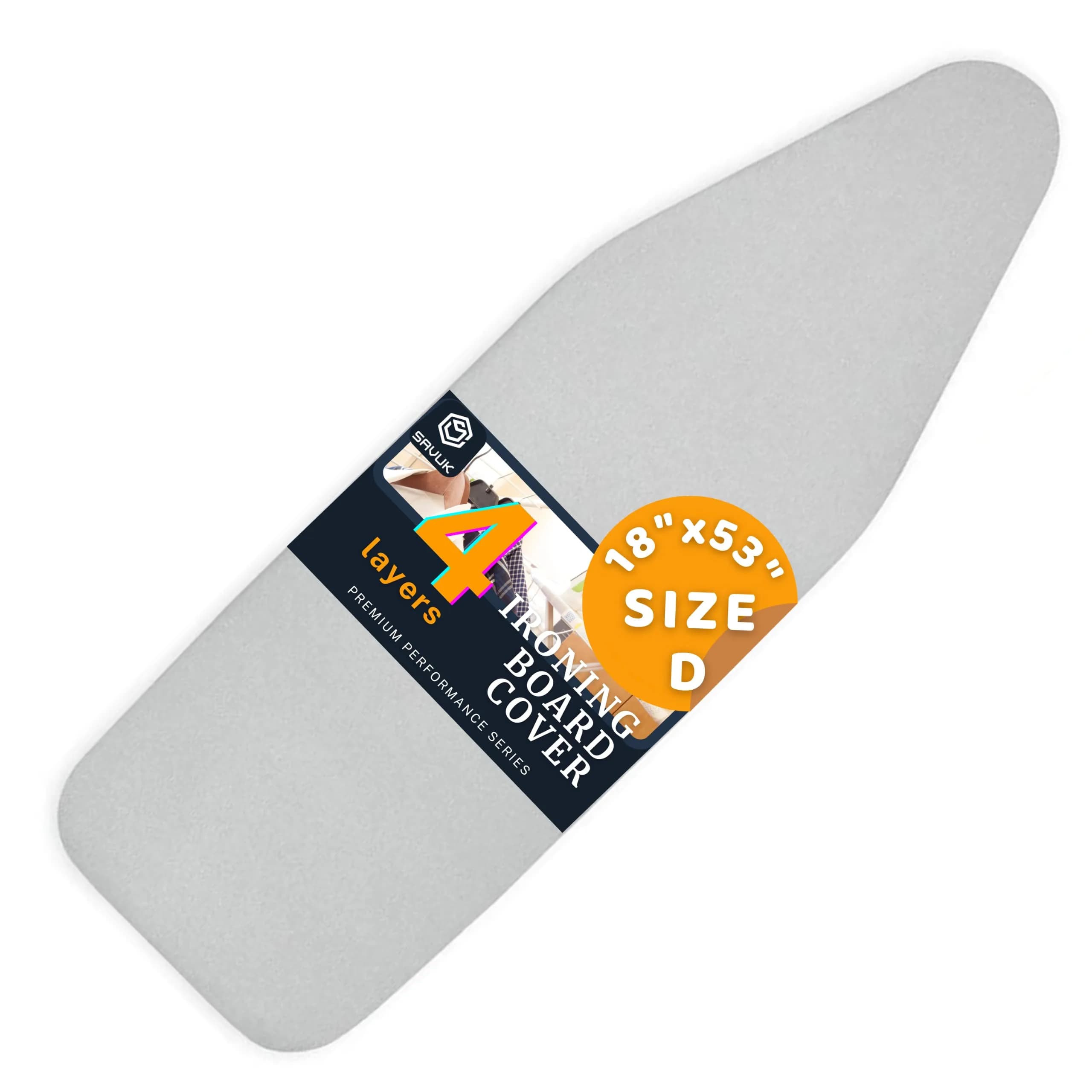 SAVUK Ironing Board Cover and Pad 18"x53" | Heat Reflective, Thick Padding, Non Stick