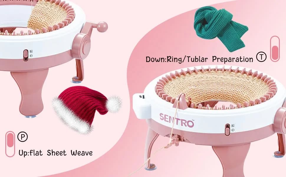 BUAOB Sentro Knitting Machine 48 Needles | Rotating Double Knit Loom Kit for Beginners thumbnail 2