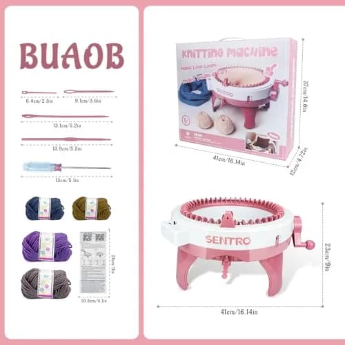 BUAOB Sentro Knitting Machine 48 Needles | Rotating Double Knit Loom Kit for Beginners thumbnail 5