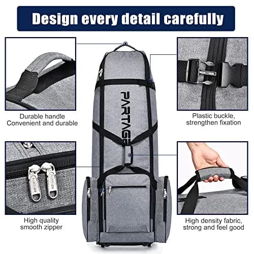 Partage Golf Travel Bag with Wheels & Padded Protection, 132 cm (51 Inches) | Gray thumbnail 2