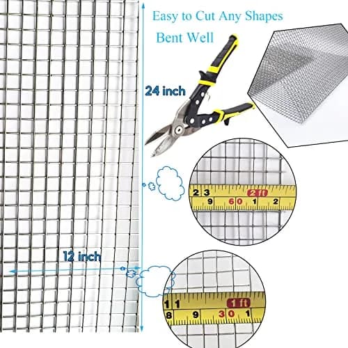 Valchoose Welded SS Wire Mesh 304, 2 Pack 12" x 24" (310mm x 620mm) | 4 Mesh, 6.0mm Aperture, 0.75mm Wire Diameter thumbnail 4