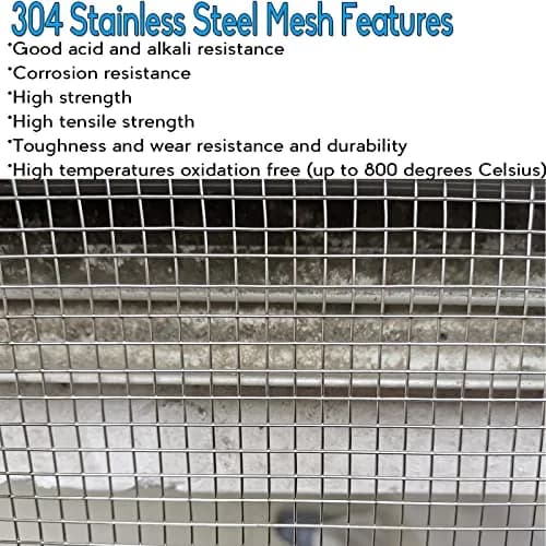 Valchoose Welded SS Wire Mesh 304, 2 Pack 12" x 24" (310mm x 620mm) | 4 Mesh, 6.0mm Aperture, 0.75mm Wire Diameter thumbnail 6