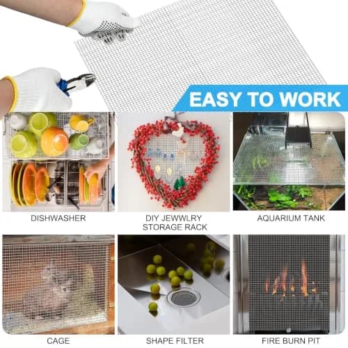 Valchoose Welded SS Wire Mesh 304, 2 Pack 12" x 24" (310mm x 620mm) | 4 Mesh, 6.0mm Aperture, 0.75mm Wire Diameter thumbnail 7