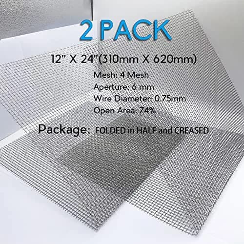 Valchoose Welded SS Wire Mesh 304, 2 Pack 12" x 24" (310mm x 620mm) | 4 Mesh, 6.0mm Aperture, 0.75mm Wire Diameter thumbnail 2