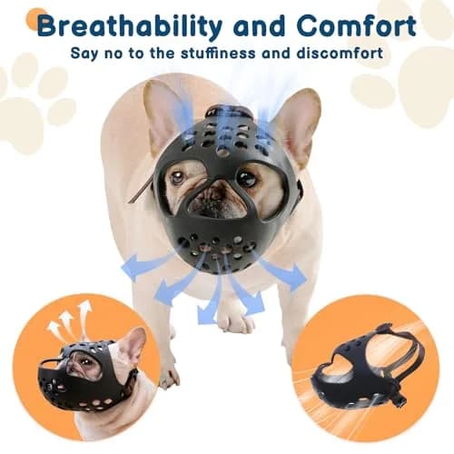 BARKLESS Frenchie Muzzle for Short Snout Dog Muzzle Size M (15"-16.5") | Breathable & Drinkable for Flat-Faced Breeds thumbnail 4