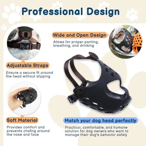 BARKLESS Frenchie Muzzle for Short Snout Dog Muzzle Size M (15"-16.5") | Breathable & Drinkable for Flat-Faced Breeds thumbnail 2