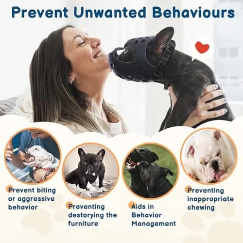 BARKLESS Frenchie Muzzle for Short Snout Dog Muzzle Size M (15"-16.5") | Breathable & Drinkable for Flat-Faced Breeds thumbnail 3