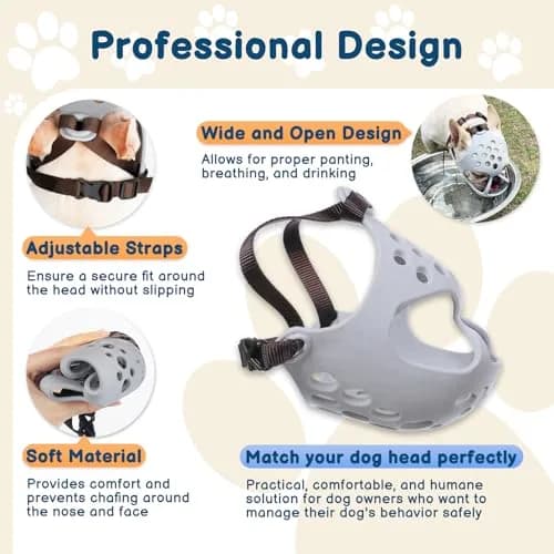 BARKLESS Frenchie Muzzle for Short Snout Dogs, Size L (17"-18.5") | Breathable & Adjustable for French Bulldogs thumbnail 2