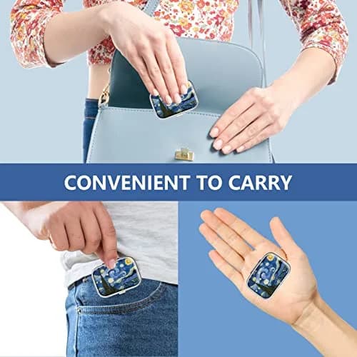 Hion Portable Pill Box 2 Compartment Metal with Plastic Divider | Van Gogh Starry Night Design thumbnail 6