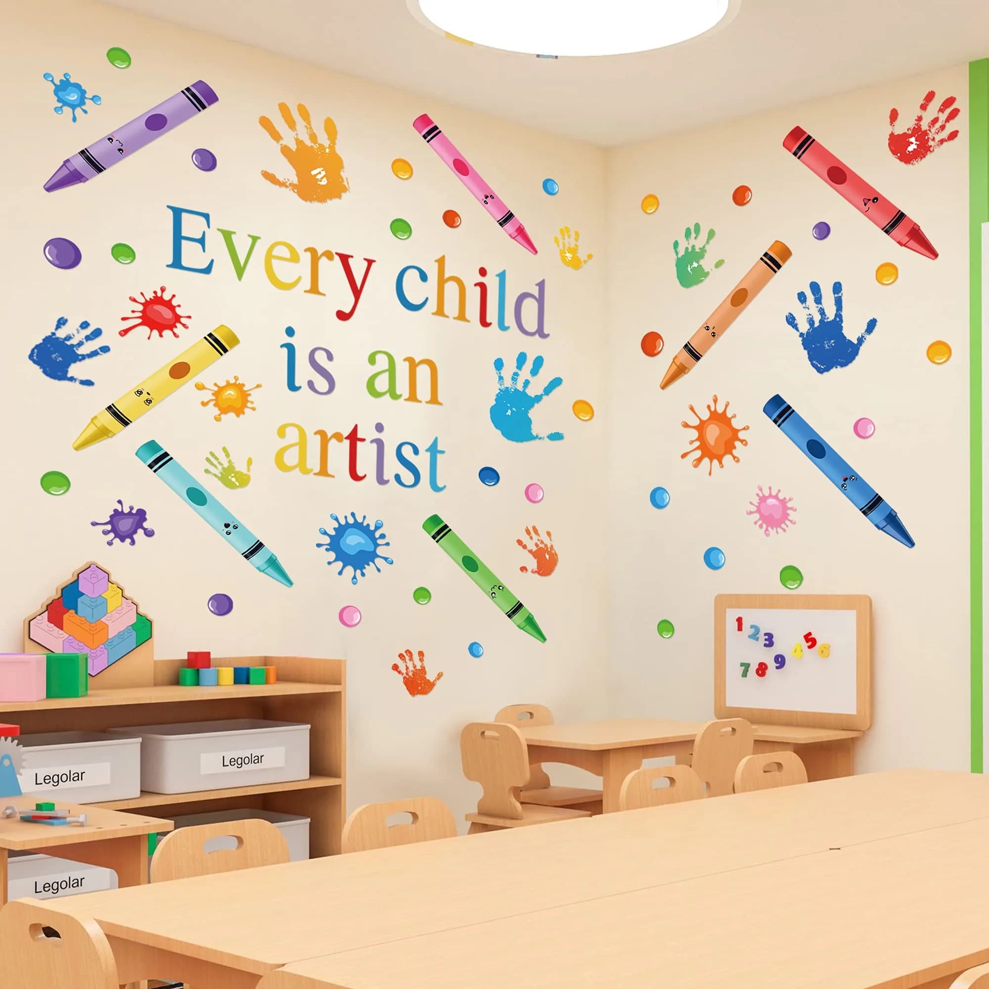 DESERT CAMEL Every Child is an Artist Wall Decals Watercolor Crayon Paint Splatter Wall Decal 4 Sheets (41cm x 29.7cm) | Inspirational Art for Classrooms - view 5