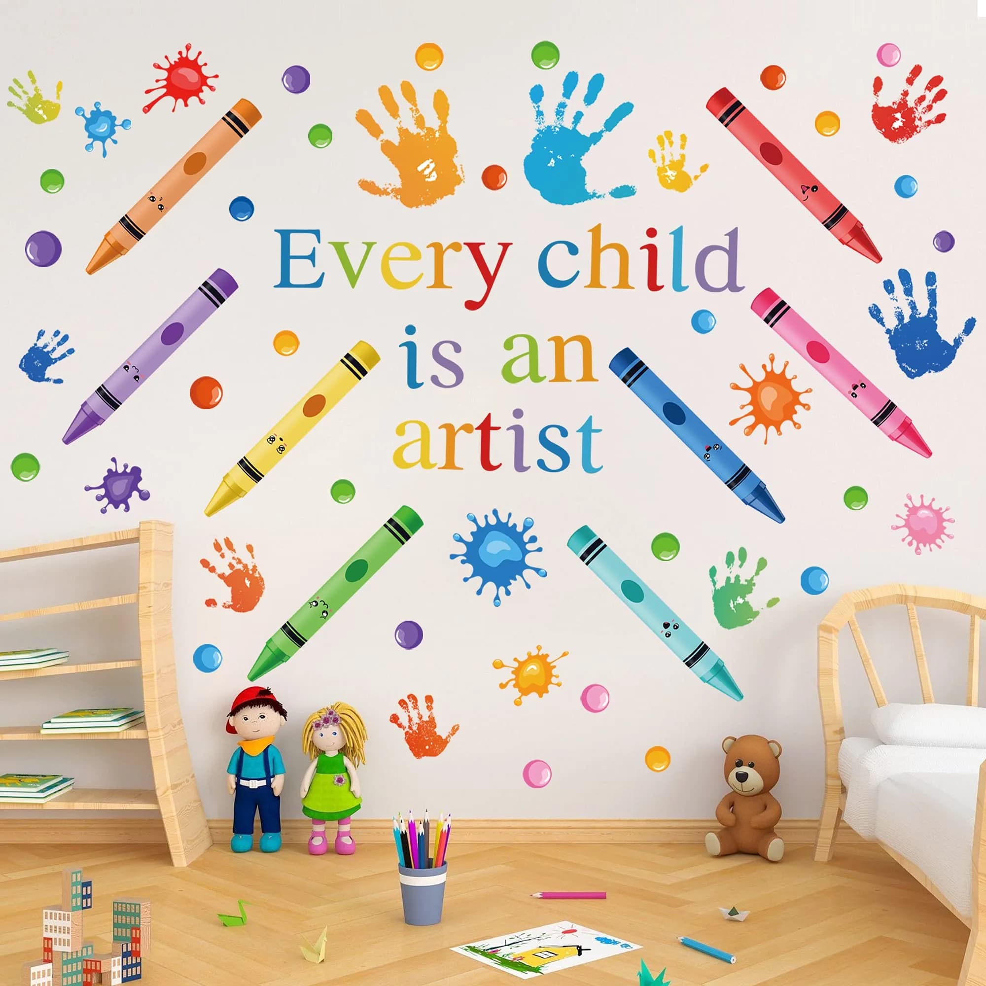 DESERT CAMEL Every Child is an Artist Wall Decals Watercolor Crayon Paint Splatter Wall Decal 4 Sheets (41cm x 29.7cm) | Inspirational Art for Classrooms - view 6