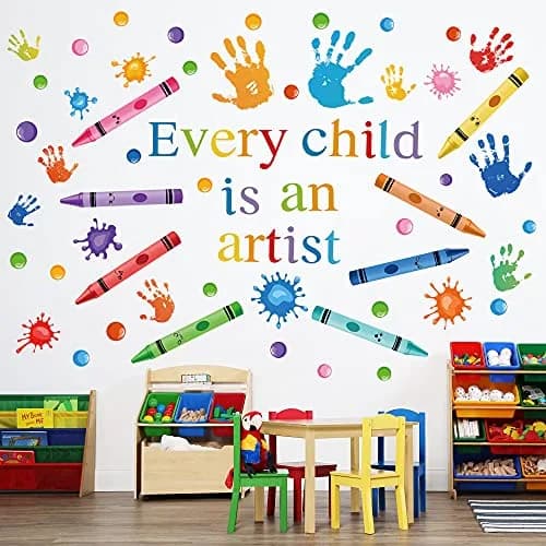 DESERT CAMEL Every Child is an Artist Wall Decals Watercolor Crayon Paint Splatter Wall Decal 4 Sheets (41cm x 29.7cm) | Inspirational Art for Classrooms thumbnail 1