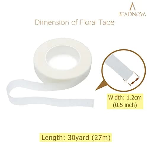 BEADNOVA Floral Tape 1/2inch White | Flexible, Strong & Easy to Tear for Bouquets & Crafts thumbnail 2