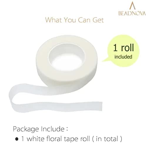 BEADNOVA Floral Tape 1/2inch White | Flexible, Strong & Easy to Tear for Bouquets & Crafts thumbnail 3