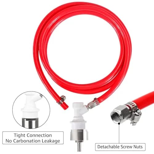 Hgkeke 5.5ft CO2 Gas Line Tubing Kit with Carbonation Cap & Ball Lock Disconnect | Stainless Steel & Red PVC (Pack of 1) thumbnail 4