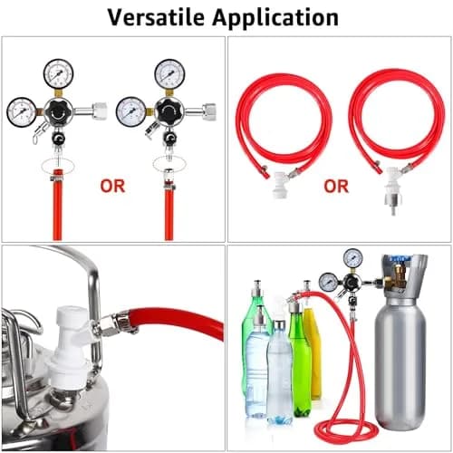 Hgkeke 5.5ft CO2 Gas Line Tubing Kit with Carbonation Cap & Ball Lock Disconnect | Stainless Steel & Red PVC (Pack of 1) thumbnail 6