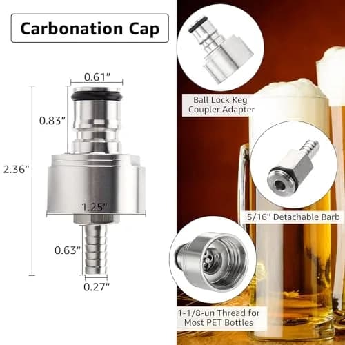 Hgkeke 5.5ft CO2 Gas Line Tubing Kit with Carbonation Cap & Ball Lock Disconnect | Stainless Steel & Red PVC (Pack of 1) thumbnail 3