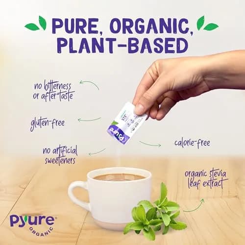 Pyure Organic Stevia Packets 240 Count | Zero Calorie Sugar Substitute for Coffee, Baking & Travel thumbnail 3