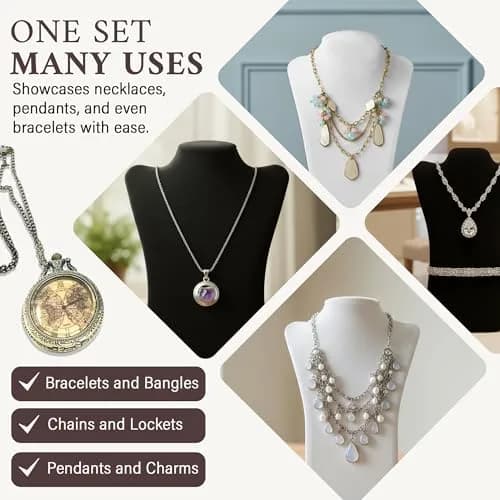 RJ Displays Velvet Necklace Jewelry Display Stand Holder 36cm (14") | Organizes Necklaces for Retail & Personal Use thumbnail 5
