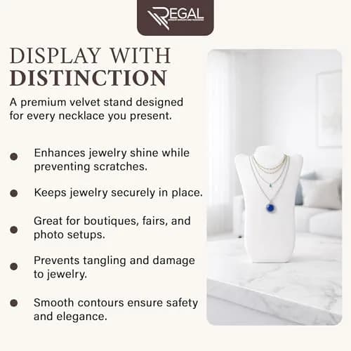 RJ Displays Velvet Necklace Jewelry Display Stand Holder 36cm (14") | Organizes Necklaces for Retail & Personal Use thumbnail 8