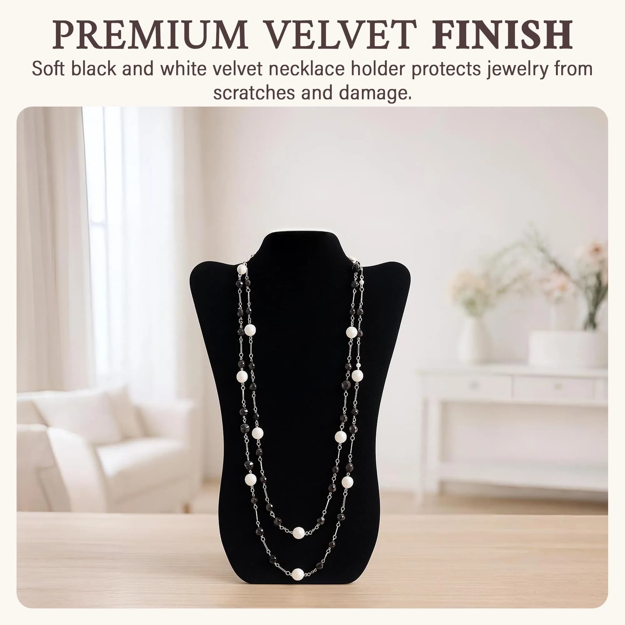 RJ Displays Velvet Necklace Jewelry Display Stand Holder 36cm (14") | Organizes Necklaces for Retail & Personal Use - view 2