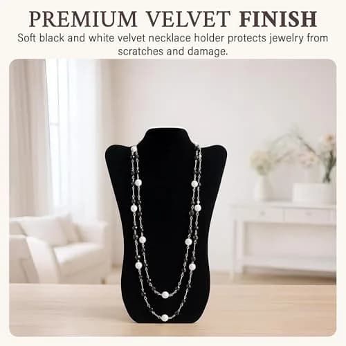 RJ Displays Velvet Necklace Jewelry Display Stand Holder 36cm (14") | Organizes Necklaces for Retail & Personal Use thumbnail 2