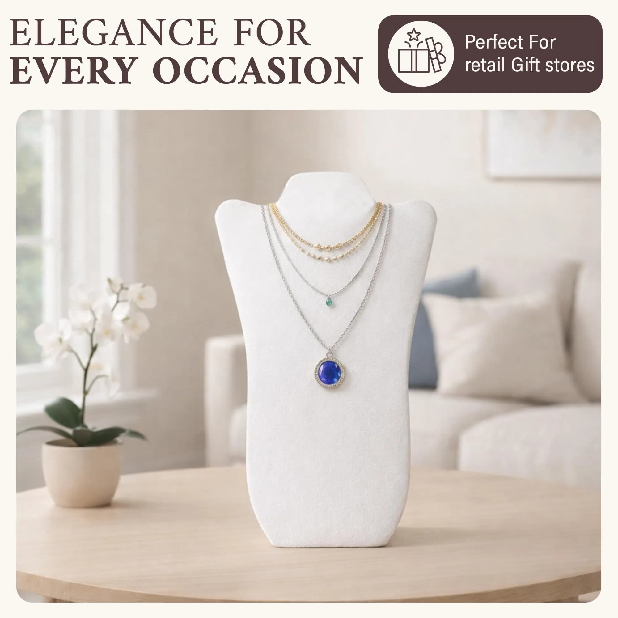RJ Displays Velvet Necklace Jewelry Display Stand Holder 36cm (14") | Organizes Necklaces for Retail & Personal Use - view 4