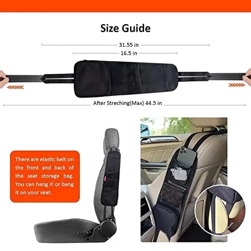 Luckybay Car Seat Side Organizer 16.5" × 5.5" | Universal Fit for Cars & SUVs, Waterproof, Durable thumbnail 3