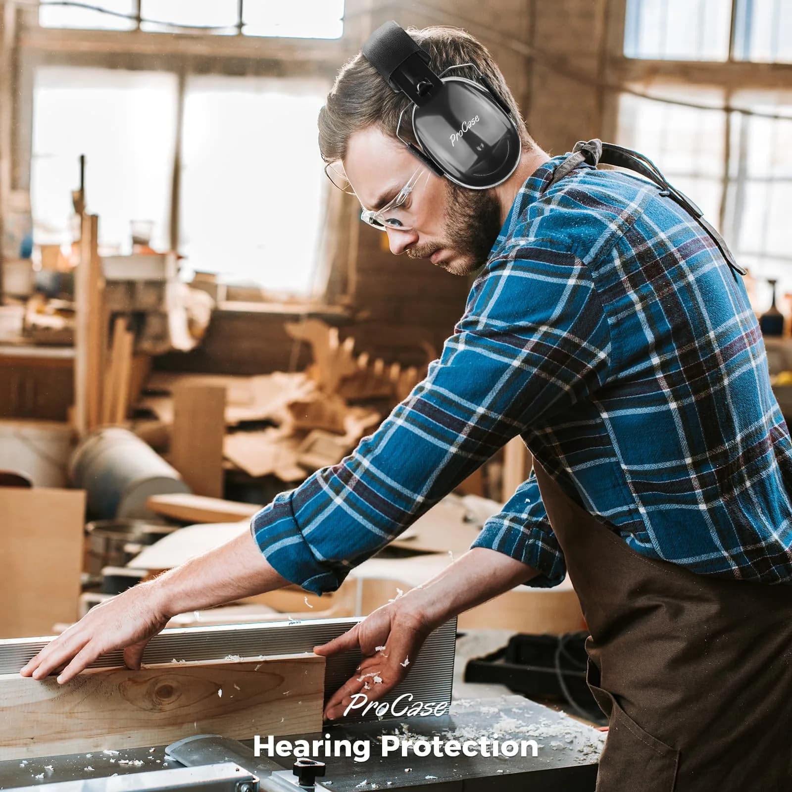ProCase NRR 32dB Safety Earmuffs, Hearing Protection for Adults & Kids | Foldable Noise Reduction Earmuffs with Comfortable Fit for Shooting, Construction, Mowing and Sensory Support-Black - view 5