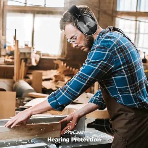 ProCase NRR 32dB Safety Earmuffs, Hearing Protection for Adults & Kids | Foldable Noise Reduction Earmuffs with Comfortable Fit for Shooting, Construction, Mowing and Sensory Support-Black thumbnail 5