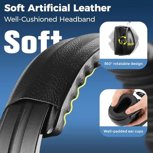 ProCase NRR 32dB Safety Earmuffs, Hearing Protection for Adults & Kids | Foldable Noise Reduction Earmuffs with Comfortable Fit for Shooting, Construction, Mowing and Sensory Support-Black thumbnail 7