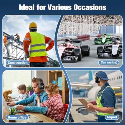 ProCase NRR 32dB Safety Earmuffs, Hearing Protection for Adults & Kids | Foldable Noise Reduction Earmuffs with Comfortable Fit for Shooting, Construction, Mowing and Sensory Support-Black thumbnail 8