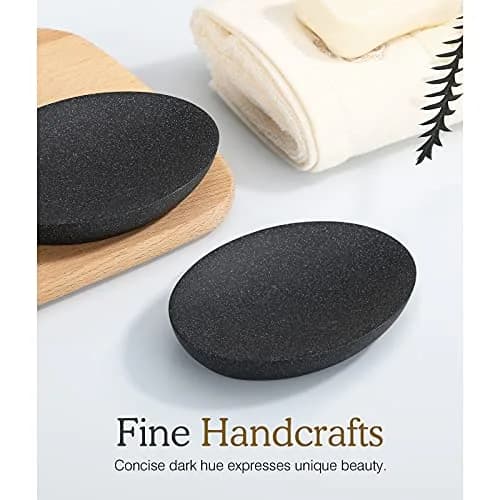 Luxspire Oval Soap Dish Resin Drainage Holder Gravel Black | Stylish & Durable Bathroom Accessory thumbnail 4