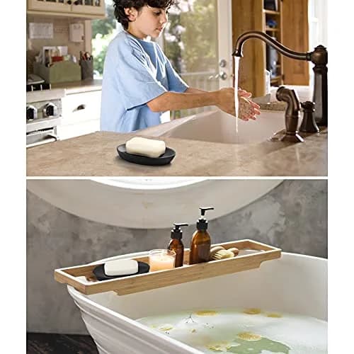 Luxspire Oval Soap Dish Resin Drainage Holder Gravel Black | Stylish & Durable Bathroom Accessory thumbnail 5