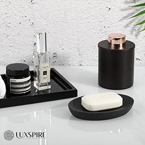 Luxspire Oval Soap Dish Resin Drainage Holder Gravel Black | Stylish & Durable Bathroom Accessory thumbnail 6